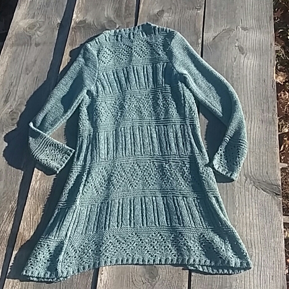 BCBG MAXAZRIA Knit Crochet Duster Cardigan Medium - Picture 5 of 5